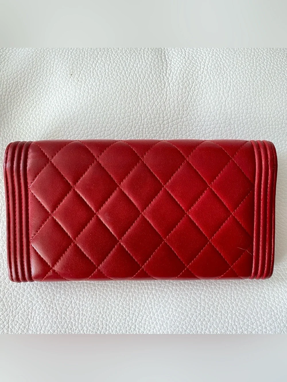Chanel Red Boy Continental Waller in Quilted Lambskin Leather - GUC